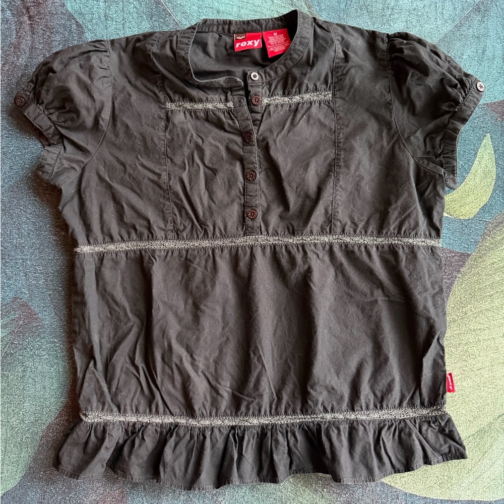 Roxy Y2K “MilkMaid” Black Blouse M.